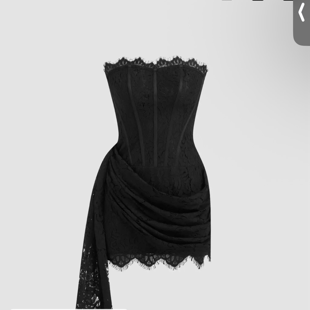 Cider Black Strapless Lace Dress